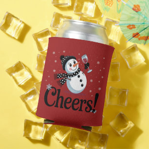 Porta-lata Brinde Vinho Natal Boneco de Neve Natal Bebendo In
