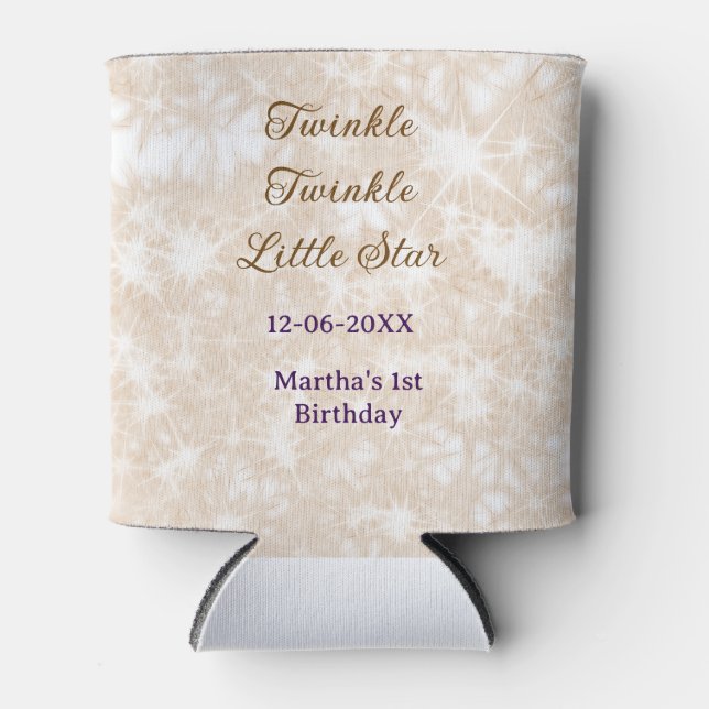Porta-lata Brown glitter twinkle twinkle little star birthday (Frente)