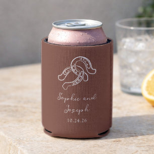 Porta-lata Brown Minimalista Ferradura Casamento Rústico