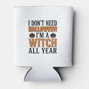 Porta-lata Bruxa Engraçada Todo Ano Tipografia de Halloween D
