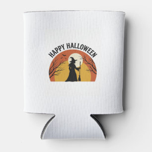 Porta-lata Bruxa Vintage Feliz Roupa de Halloween Design_1