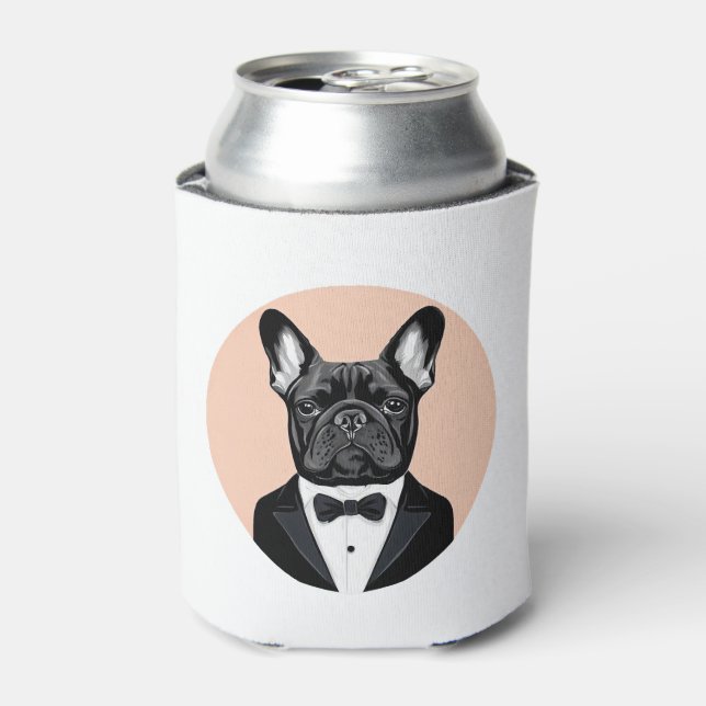 Porta-lata Buldogue francês em Tuxedo (Can Front)