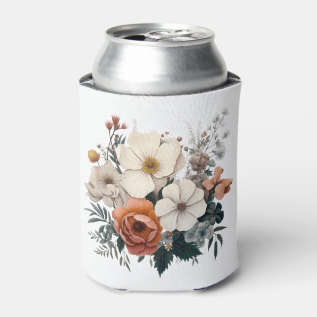 Porta-lata Buquê de aquarelas com flores e folhas (Can Front)
