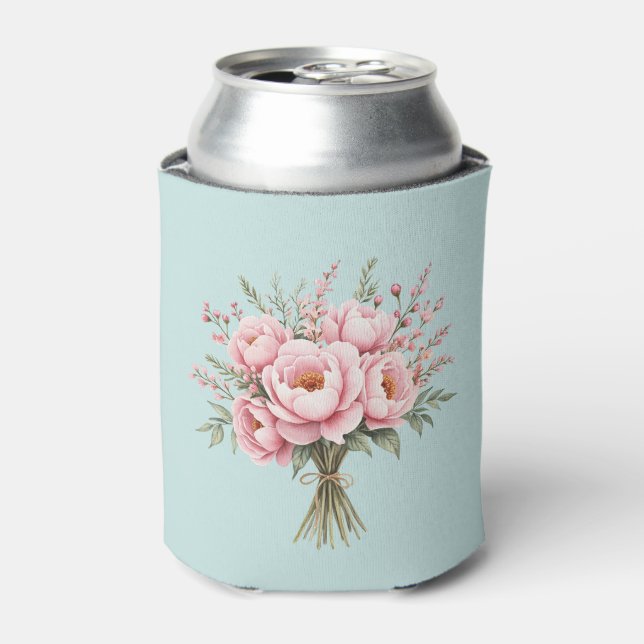 Porta-lata Buquê de Flores de Peônia Rosa Bonita (Can Front)