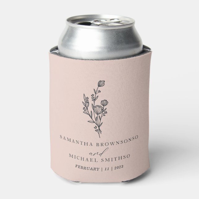 Porta-lata Buquê de Flores Rosa Casamento Clássico (Can Front)