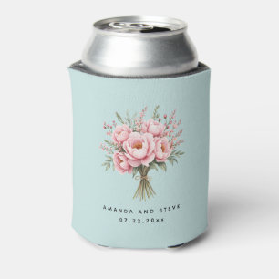Porta-lata Buquê de Noiva Flor de Peônia Rosa Bonita Casament