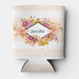 Porta-lata Buquê Floral Cor-de-Laranja e Rosa com Quadro Diam