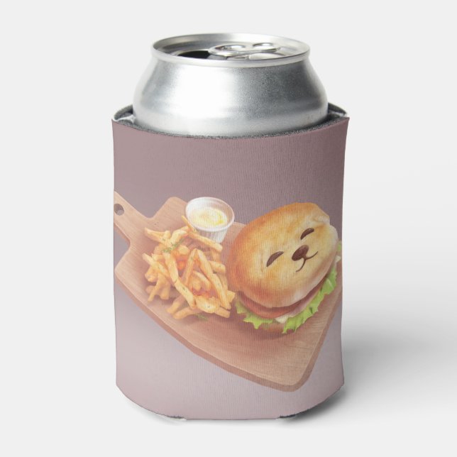 Porta-lata Burger Adorável de Rosto de Cão com Fritas (Can Front)