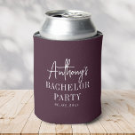 Porta-lata Burgundy do Partido Legal Elegante Personalizado<br><div class="desc">Mantenha o refrigerador das bebidas e o refrigerador das vibrações com esta despedida de solteiro de burgundy pode arrefecer! Sonolento,  moderno e totalmente personalizável — perfeito para o último voo da sua tripulação antes do anel!</div>