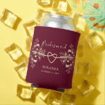 Porta-lata Burgundy Floral Bridesmaid Gif<br><div class="desc">Mostre sua apreciação com nossa elegante e rústica hamburgueza... o presente da Bridesmaid pode ser mais legal. Cada um personalizado com seu nome e data, adornada com um coração de corda de ouro e um lugar floral dourado, é um token pensativo que combina o charme de vassoura com elegância de...</div>