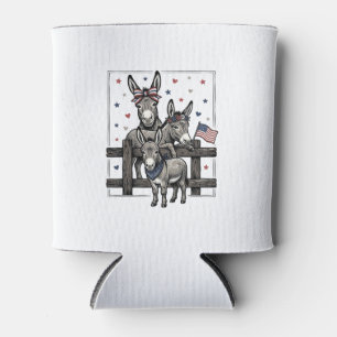 Porta-lata Burros Patrióticos Camisa Vintage 4 de Julho Desig