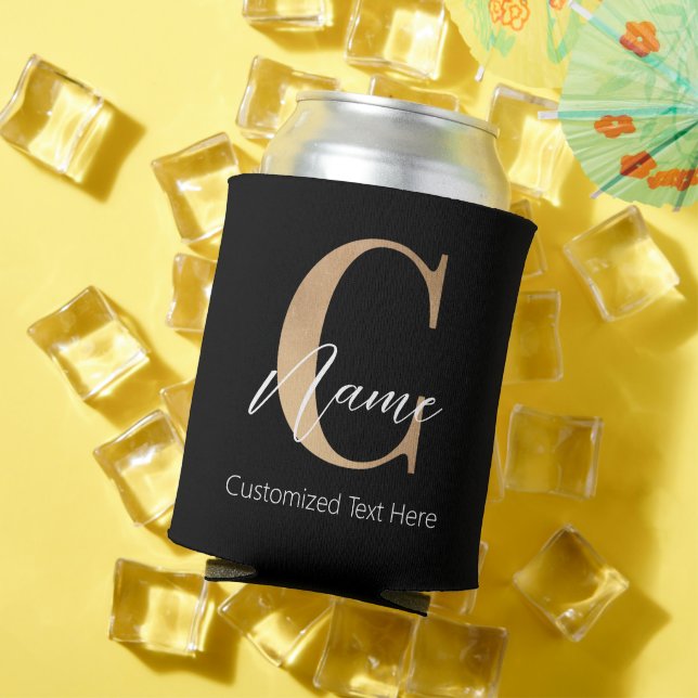 Porta-lata C & Name Iniciais Monogramados Modernos Personaliz (Verão in situ)