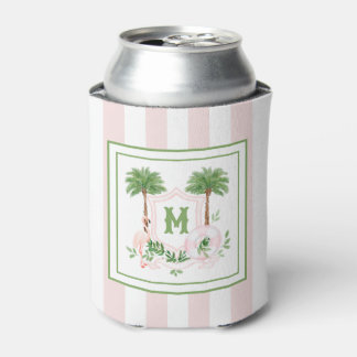 Porta-lata Cabana Stripes Palm Beach Monogram Crest