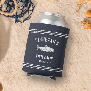 Porta-lata Cabina de pesca russa marinho e branca personaliza