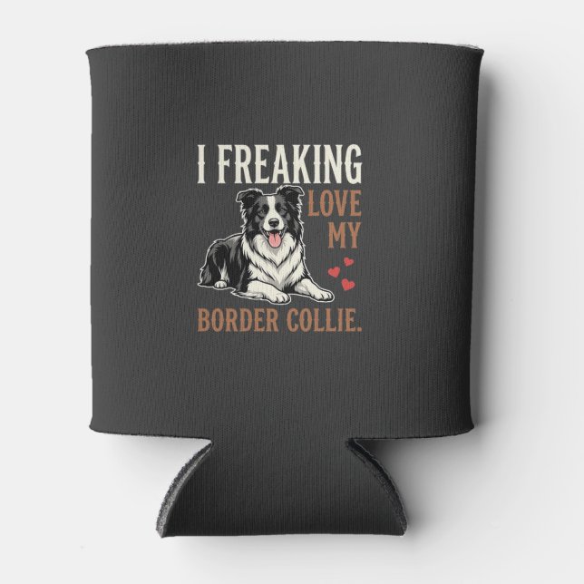 Porta-lata Cachorro Amor Border Collie Engraçado (Frente)