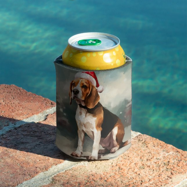 Porta-lata Cachorro Beagle na Neve Natal  (Piscina in situ)