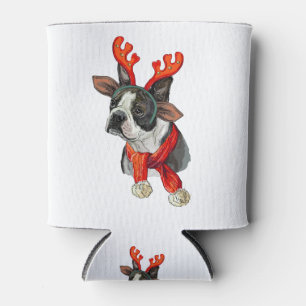 Porta-lata Cachorro Boston terrier de Natal