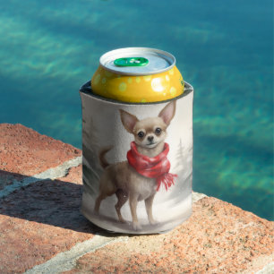 Porta-lata Cachorro Chihuahua na neve Natal 