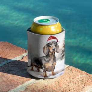 Porta-lata Cachorro Dachshund na Neve Natal