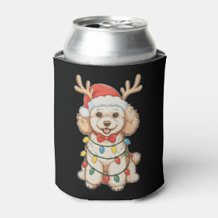 Porta-lata Cachorro de Rena de Poodle de Natal Chapéu do Papa