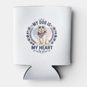 Porta-lata Cachorro É Coração Bandeira Americana Óculos de So
