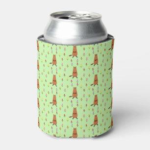 Porta-lata Cachorro e Flores de Tulipas Cutes Patterados