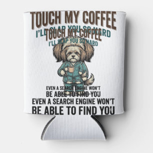 Porta-lata Cachorro Engraçado Café Aviso Design de Gravura Vi
