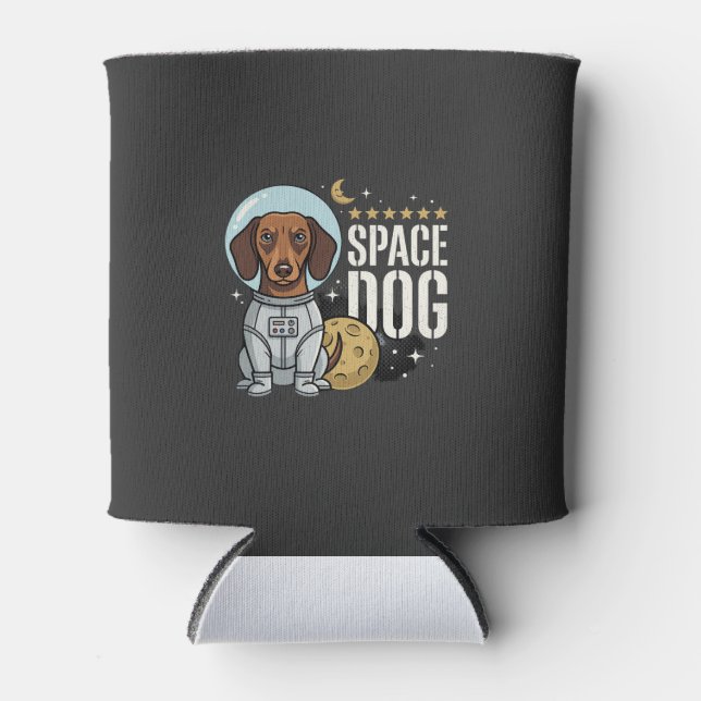 Porta-lata Cachorro Espacial Astronauta Dachshund Vetor (Frente)