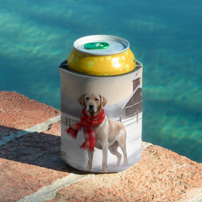 Porta-lata Cachorro Labrador na Neve Natal (Piscina in situ)