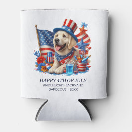 Porta-lata Cachorro Patriótico Chapéu Alto Vermelho Branco Az