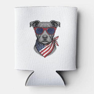 Porta-lata Cachorro Patriótico Com Óculos De Sol Camisa Vinta