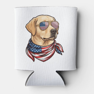 Porta-lata Cachorro Usa Óculos de Sol Bandana da Bandeira