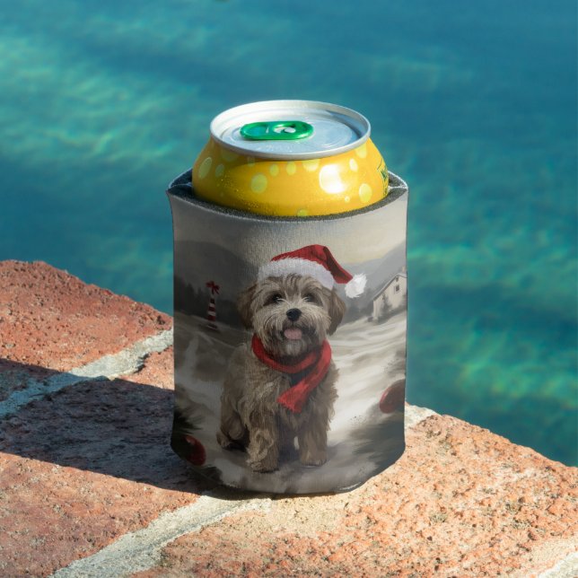 Porta-lata Cachorro Yorkipoo na Neve Natal (Piscina in situ)
