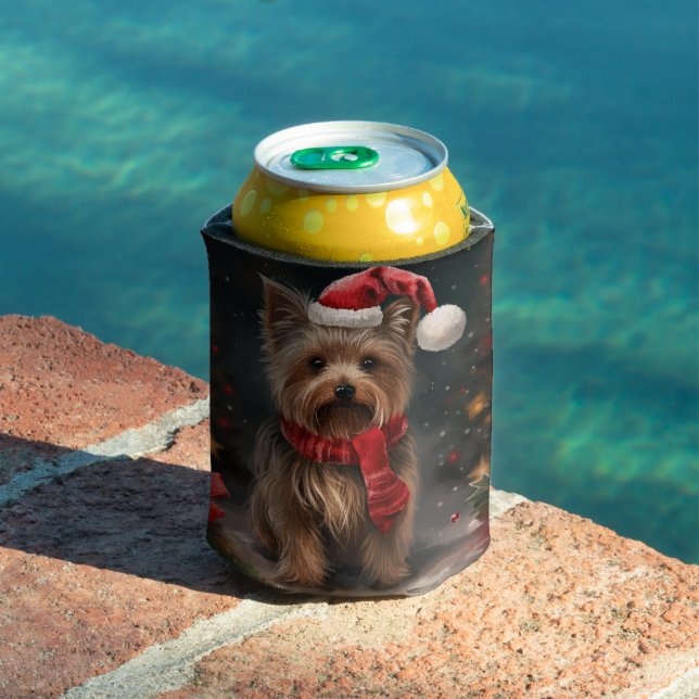 Porta-lata Cachorro Yorkshire Terrier na Neve Natal (Piscina in situ)