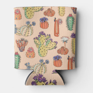 Porta-lata Cacto Floral: Design de Padrão Vibrante.