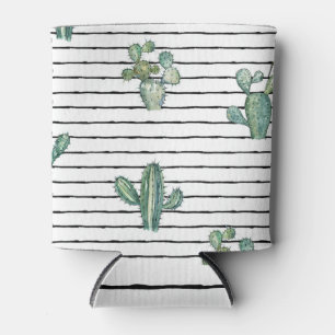 Porta-lata Cactus Watercolor: Desenho da Caneta da Vintage.