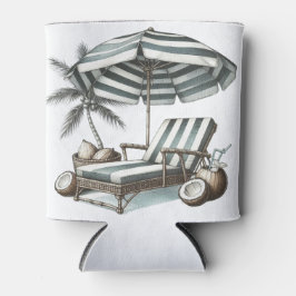 Porta-lata Cadeira de jardim e guarda-chuva listrados de verd