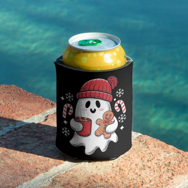 Porta-lata Café com Fantasma Fofo de Natal Café com Gelo Retr (Piscina in situ)
