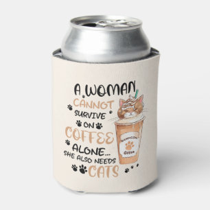 Porta-lata Café e Gatos - Arte Kawaii Cute
