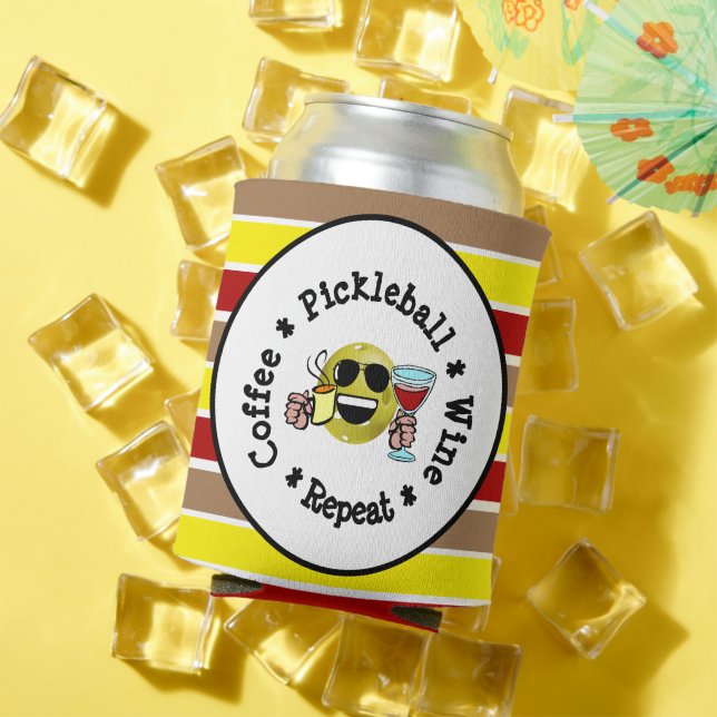 Porta-lata Café, Pickleball, Vinho, Repetir Viciado em Pickle (Verão in situ)