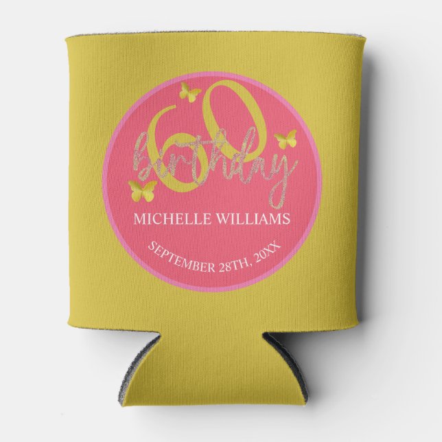 Porta-lata Caligrafia Dourada à borboleta Elegante (Frente)