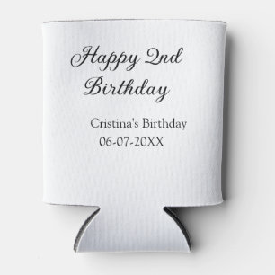 Porta-lata caligrafia simples segundo aniversário feliz mínim