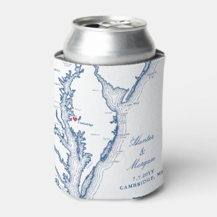 Porta-lata Cambridge MD Map Elegante Blue Weding Favor Beber
