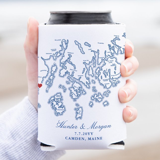 Porta-lata Camden Maine Wedding Favor Drink Holder (Camden Maine can coozie wedding favor)