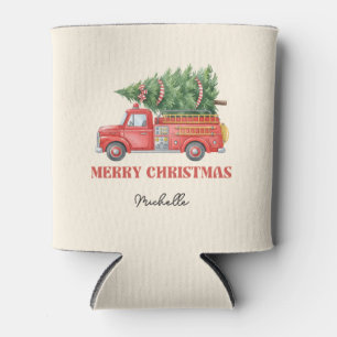Porta-lata Caminhão de Bombeiros Natal em Aquarela