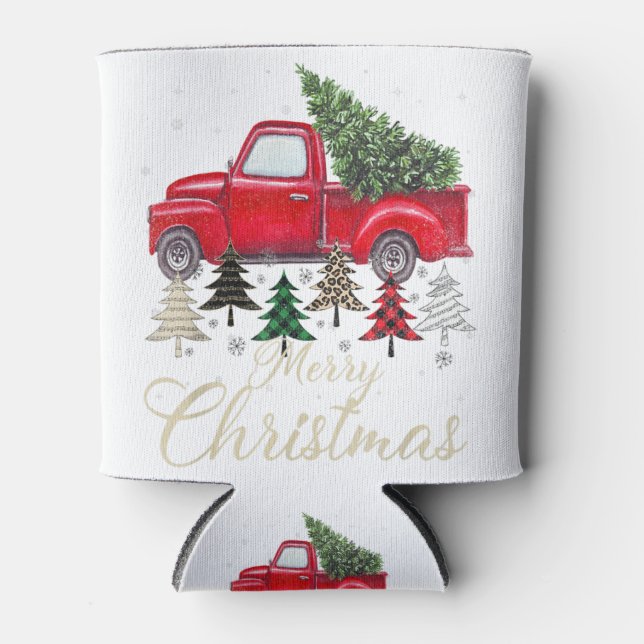 Porta-lata Caminhão Vermelho Com Xadrez De Buffalo E Natal De (Frente)