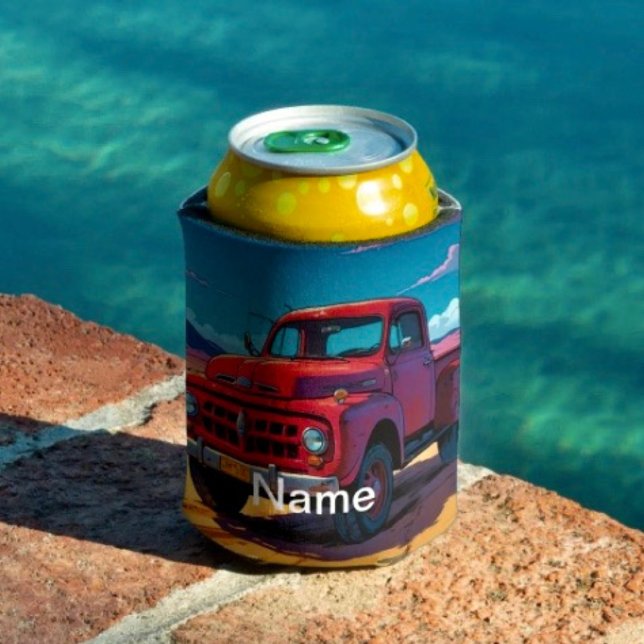 Porta-lata Caminhonete Americana Clássica  (Classic American Pickup Truck Can Cooler High-density material. Made in the USA. )