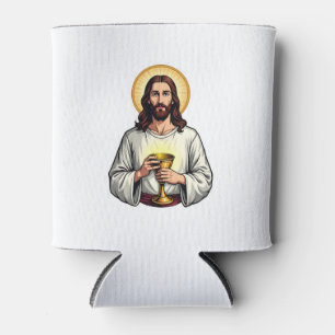 Porta-lata Camisa com Gravura Vintage do Cristo Cálice Crest