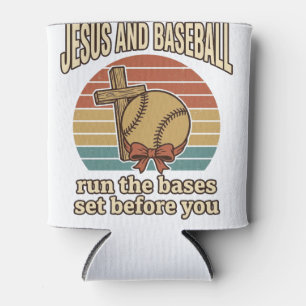 Porta-lata Camisa Cristã Vintage Jesus e Beisebol