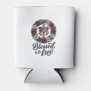 Porta-lata Camisa Cruz Floral Patriótica Para Ser Abençoado e